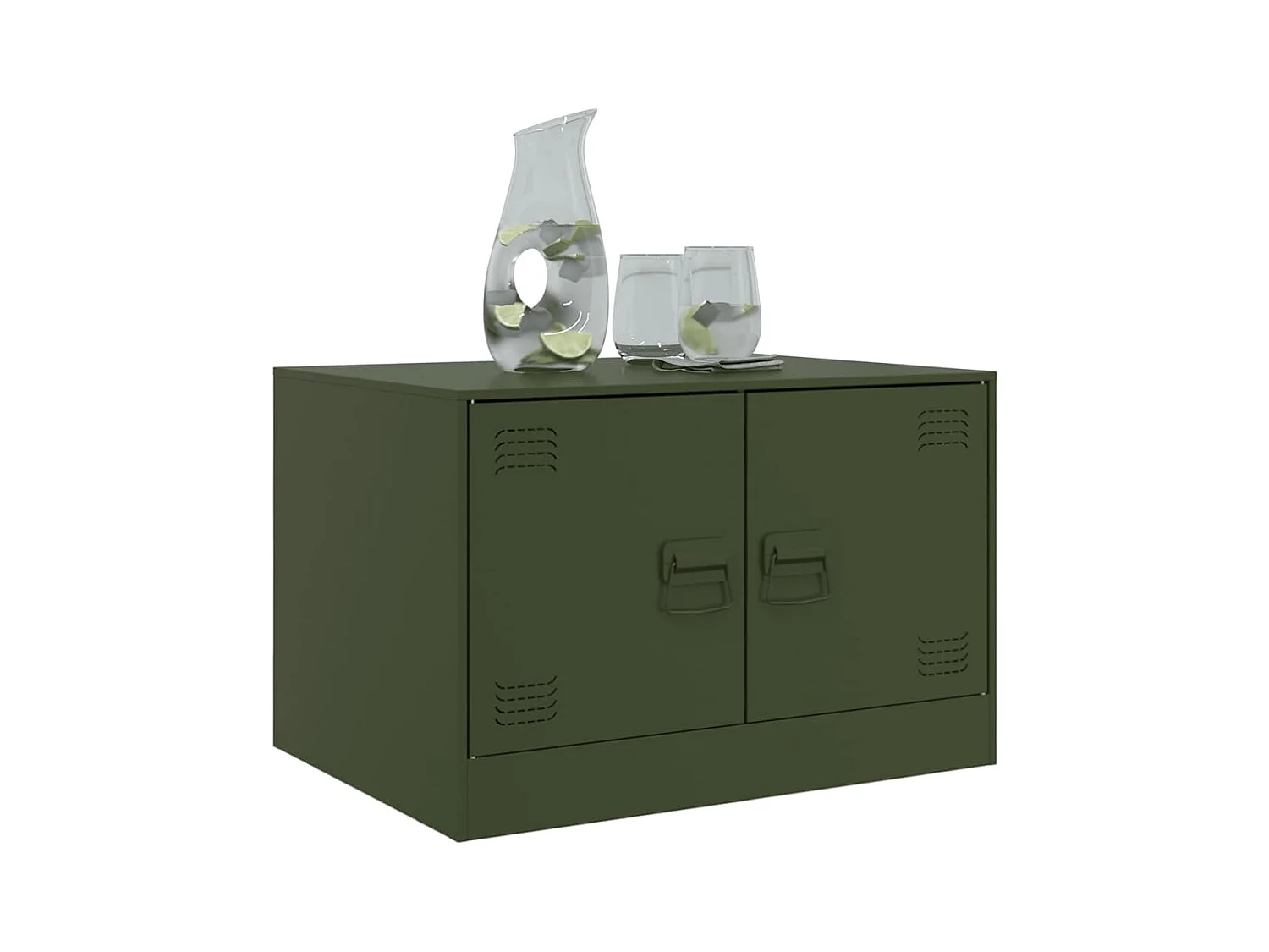 Mesa de centro | Mesa de apoio 67x50x44 cm aço verde azeitona