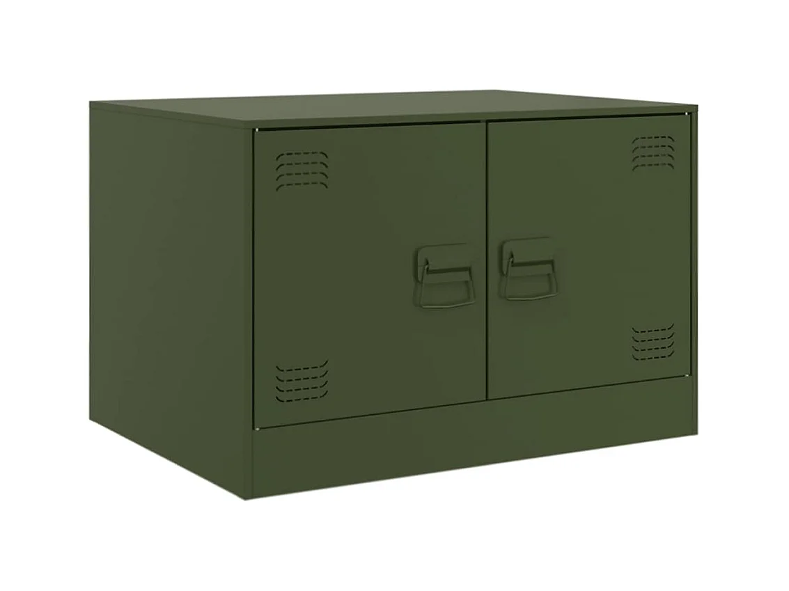 Table basse salon-Table d'appoint vert olive 67x50x44 cm acier SHL73456