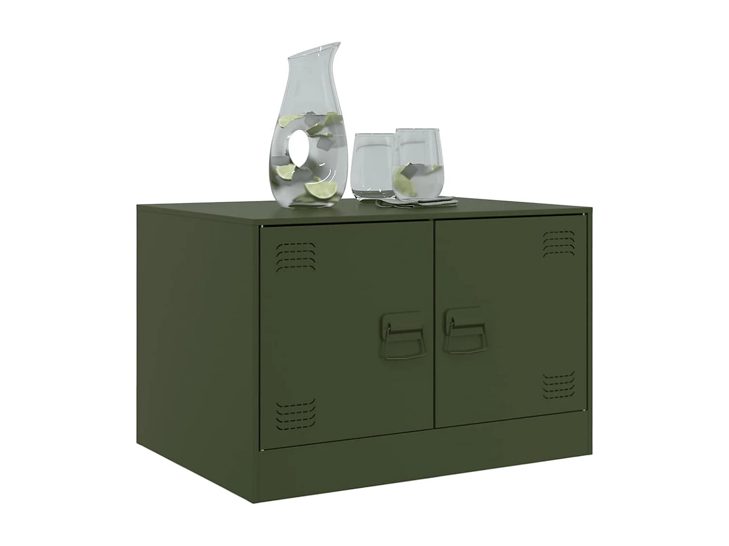 Table basse salon-Table d'appoint vert olive 67x50x44 cm acier SHL73456