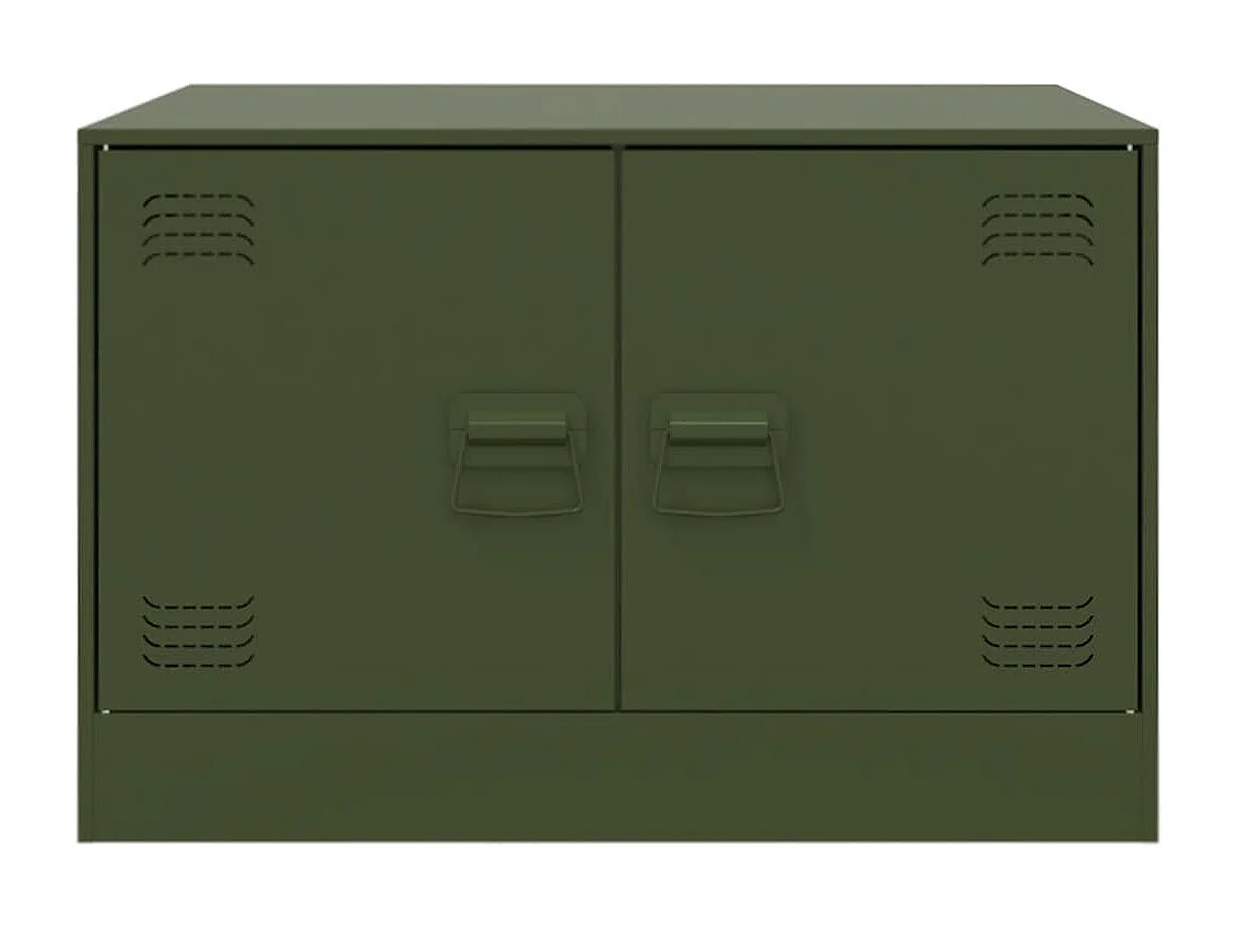 Table basse salon-Table d'appoint vert olive 67x50x44 cm acier SHL73456