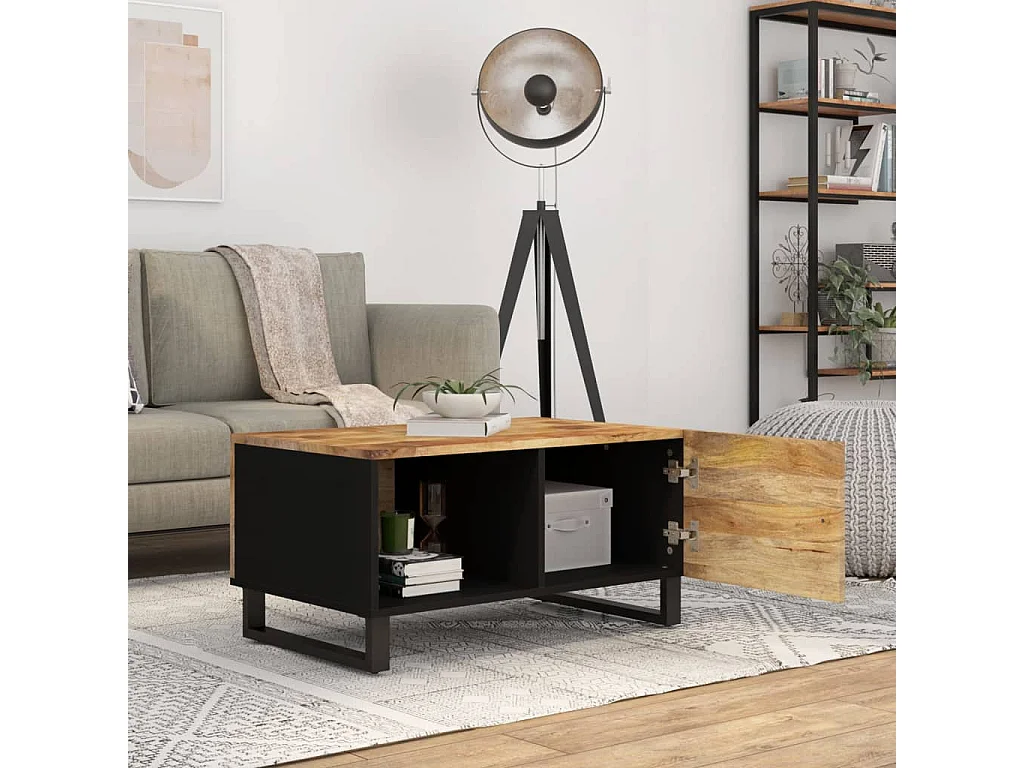 Salontafel | Woonkamertafel | Bijzettafel 80x50x40 cm massief mangohout en bewerkt hout