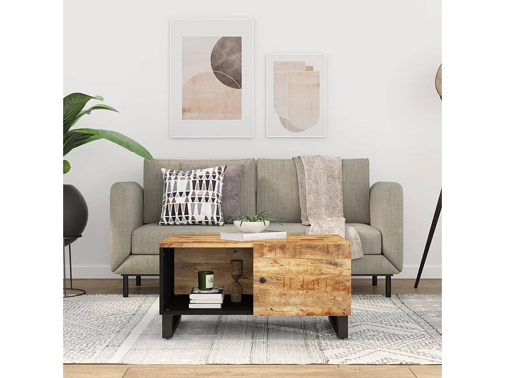 Salontafel | Woonkamertafel | Bijzettafel 80x50x40 cm massief mangohout en bewerkt hout