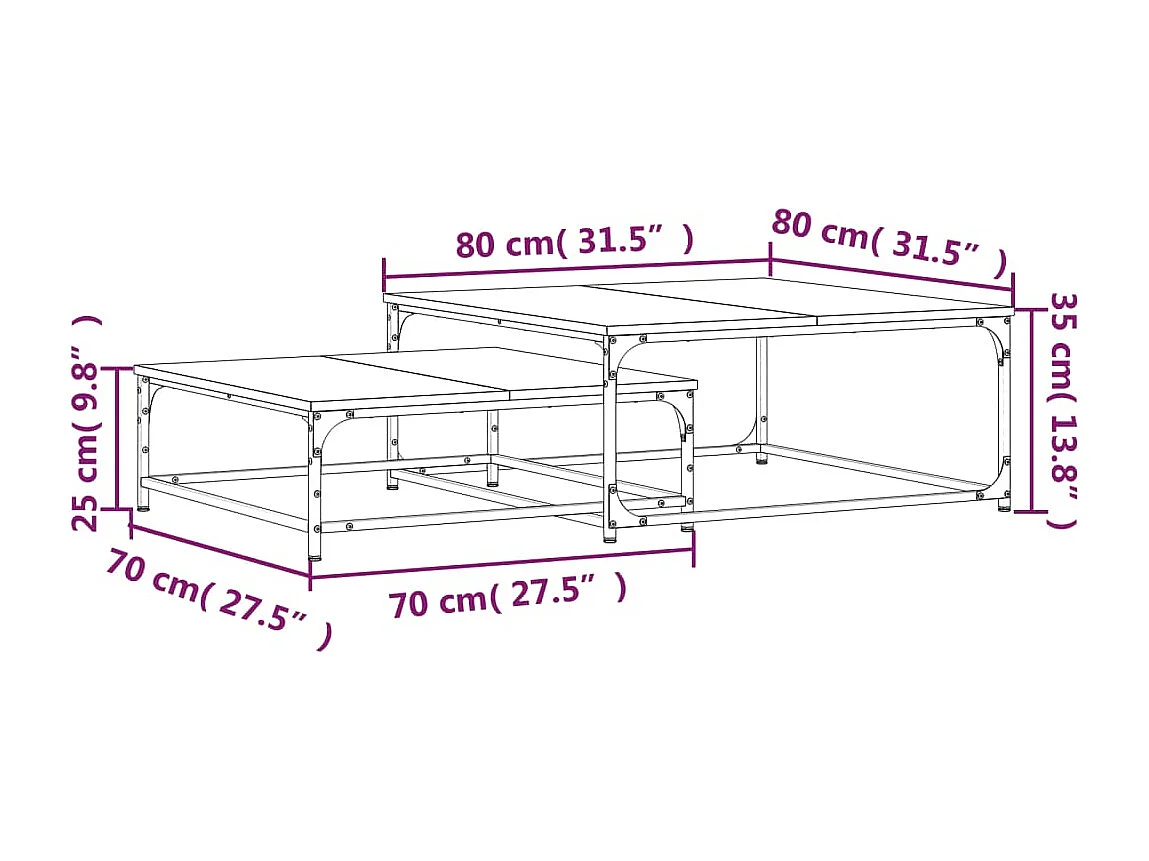 Mesa de centro | Mesa auxiliar y LED madera ingeniería marrón roble 93x53x45 cm SHL1729