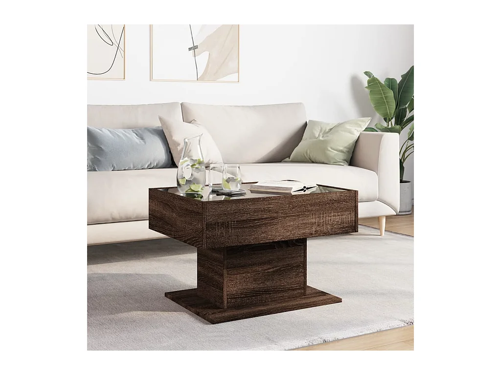 Mesa de centro-Mesa auxiliar madera contrachapada negro 60x60x42 cm SHL2636