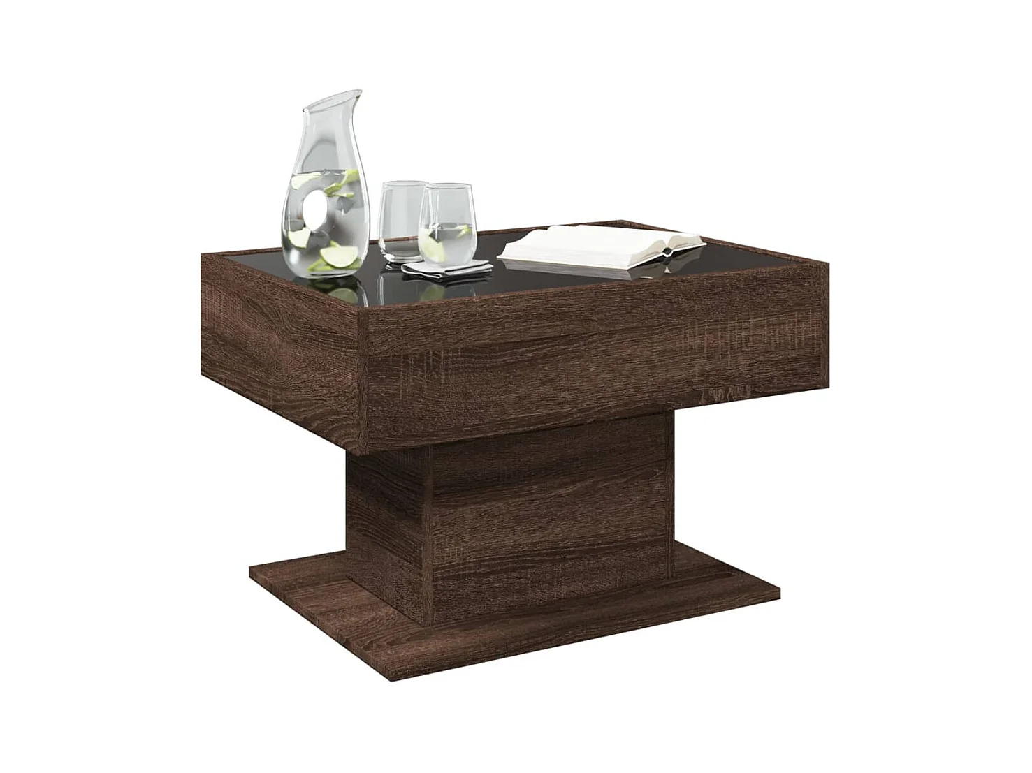 Mesa de centro-Mesa auxiliar madera contrachapada negro 60x60x42 cm SHL2636