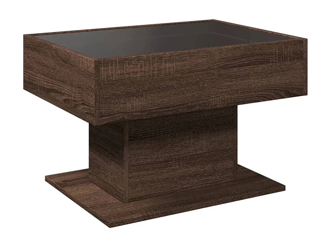 Table basse salon-Table d'appoint avec LED chêne marron 70x50x45 cm bois d'ingénierie SHL97009