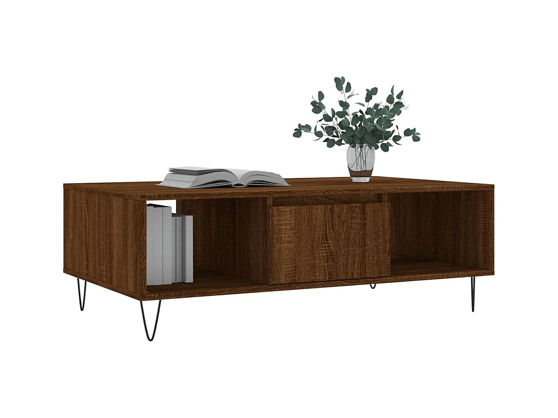 Mesa de centro | Mesa auxiliar madera de ingeniería marrón roble 50x46x35 cm SHL2231