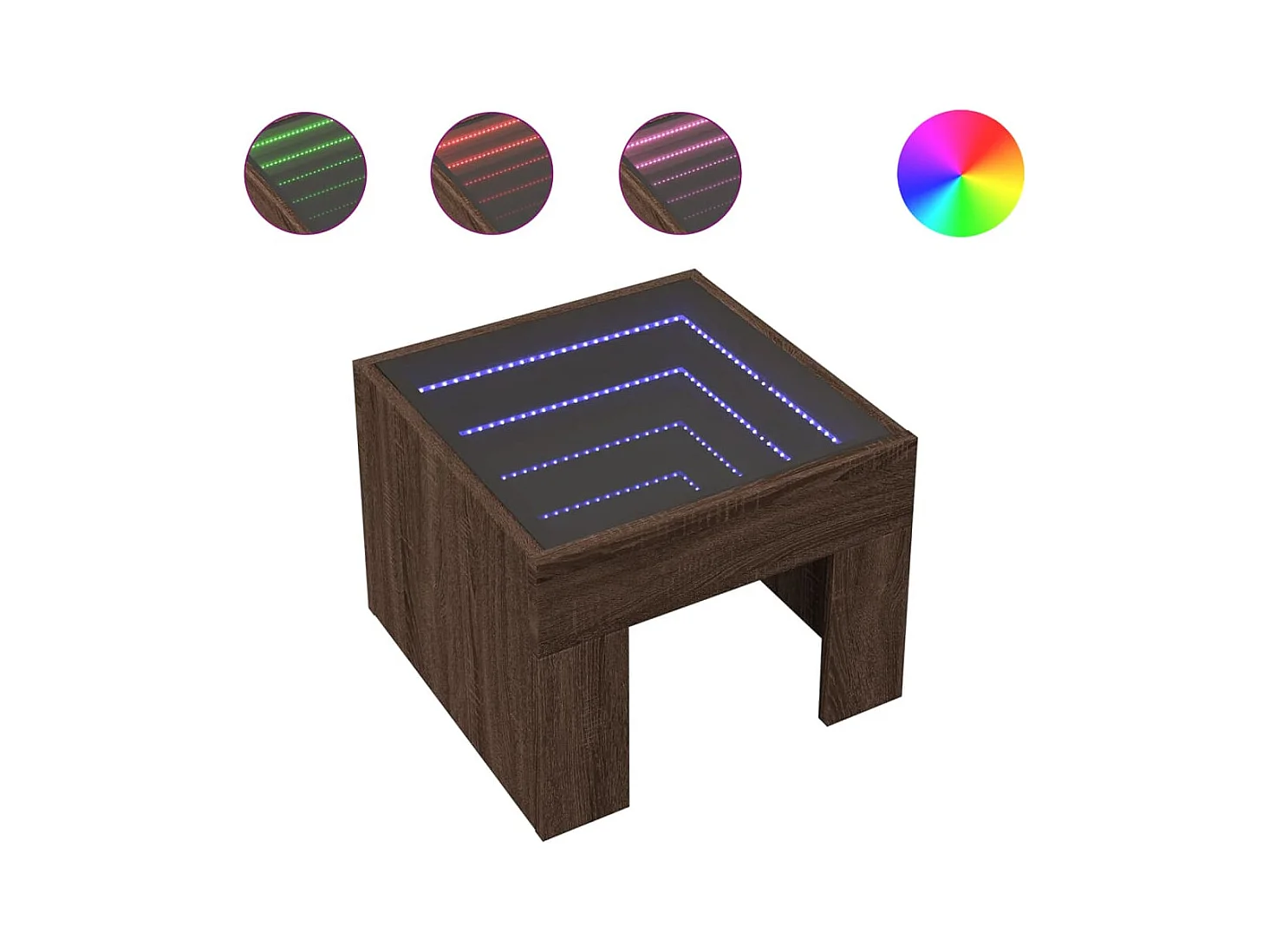 Table basse salon-Table d'appoint avec LED infini chêne marron 40x40x30 cm SHL51017