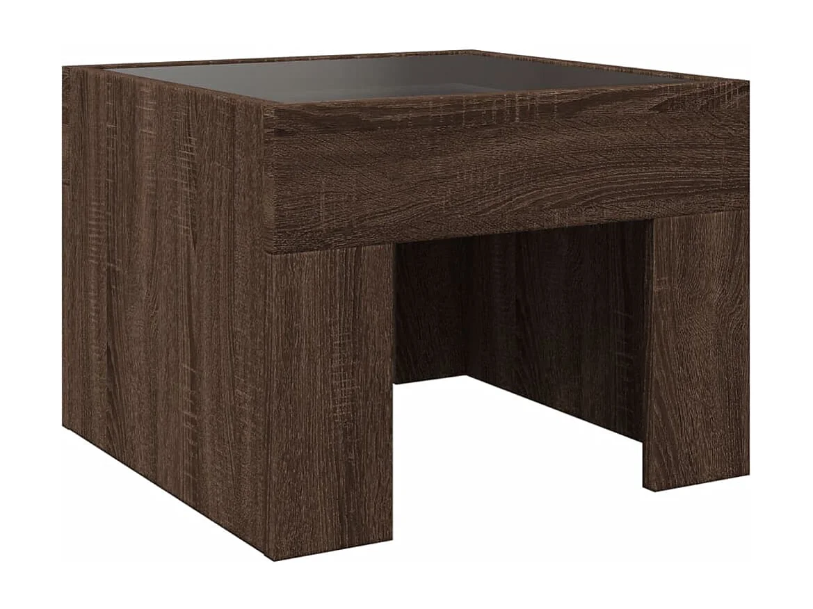 Couchtisch mit Infinity-LED | Beistelltische | Sofatisch Braun Eichen-Optik 40x40x30 cm SHL8786