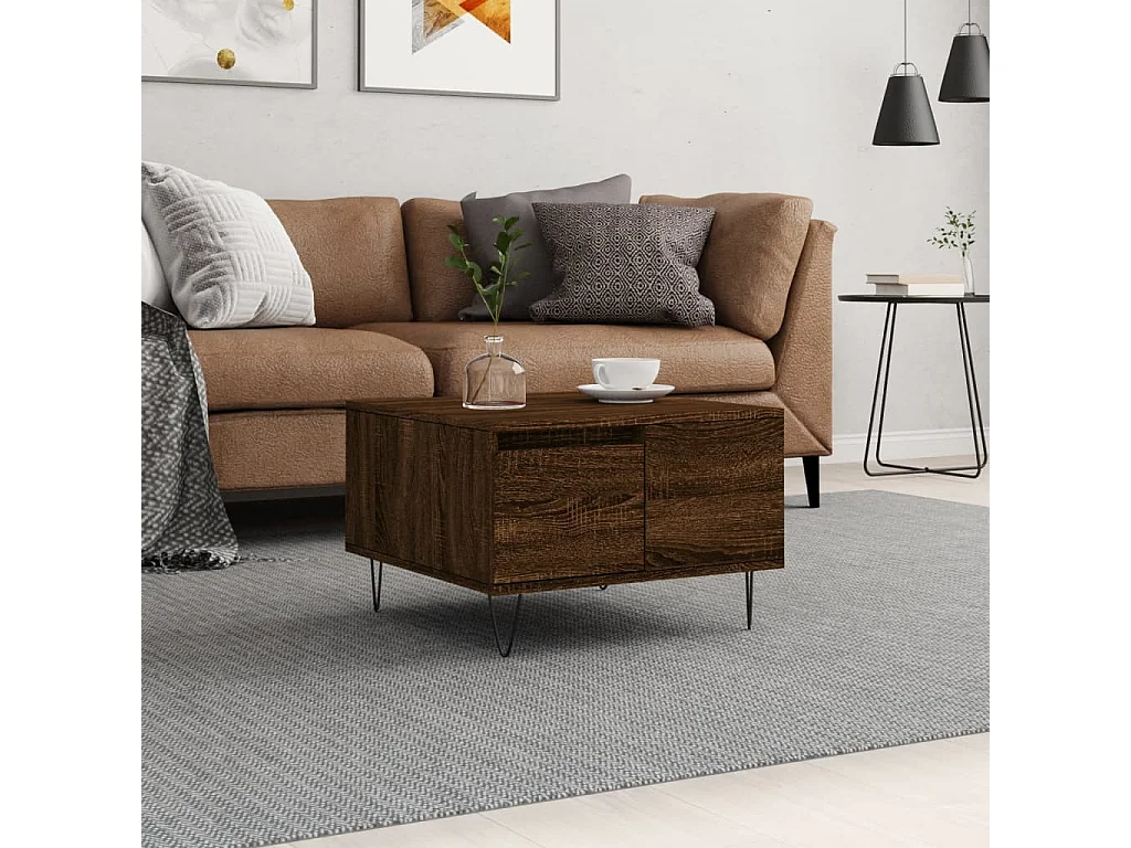 Couchtisch-Wohnzimmertisch-Beistelltische Braun Eichen-Optik 55x55x36,5 cm Holzwerkstoff SHL18633