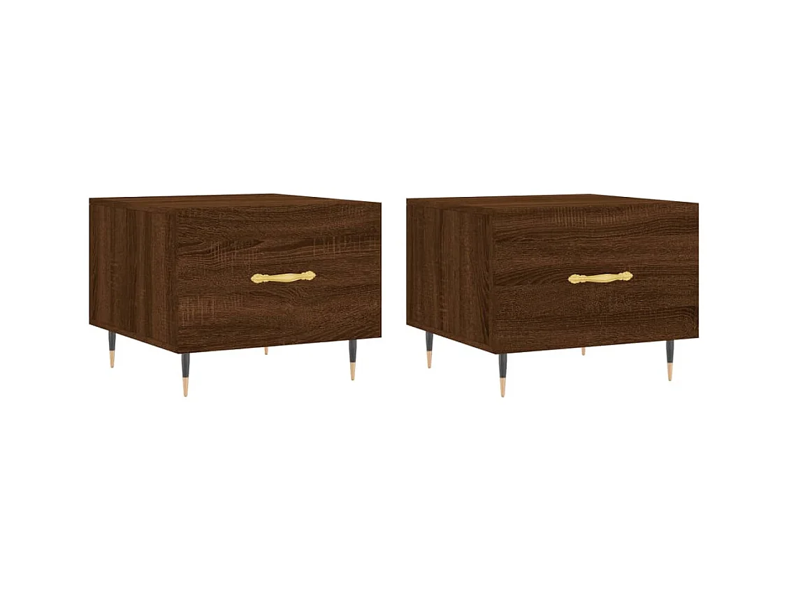 Tables basses salon-Tables d'appoint 2 pcs chêne marron 50x50x40 cm bois d'ingénierie SHL74783