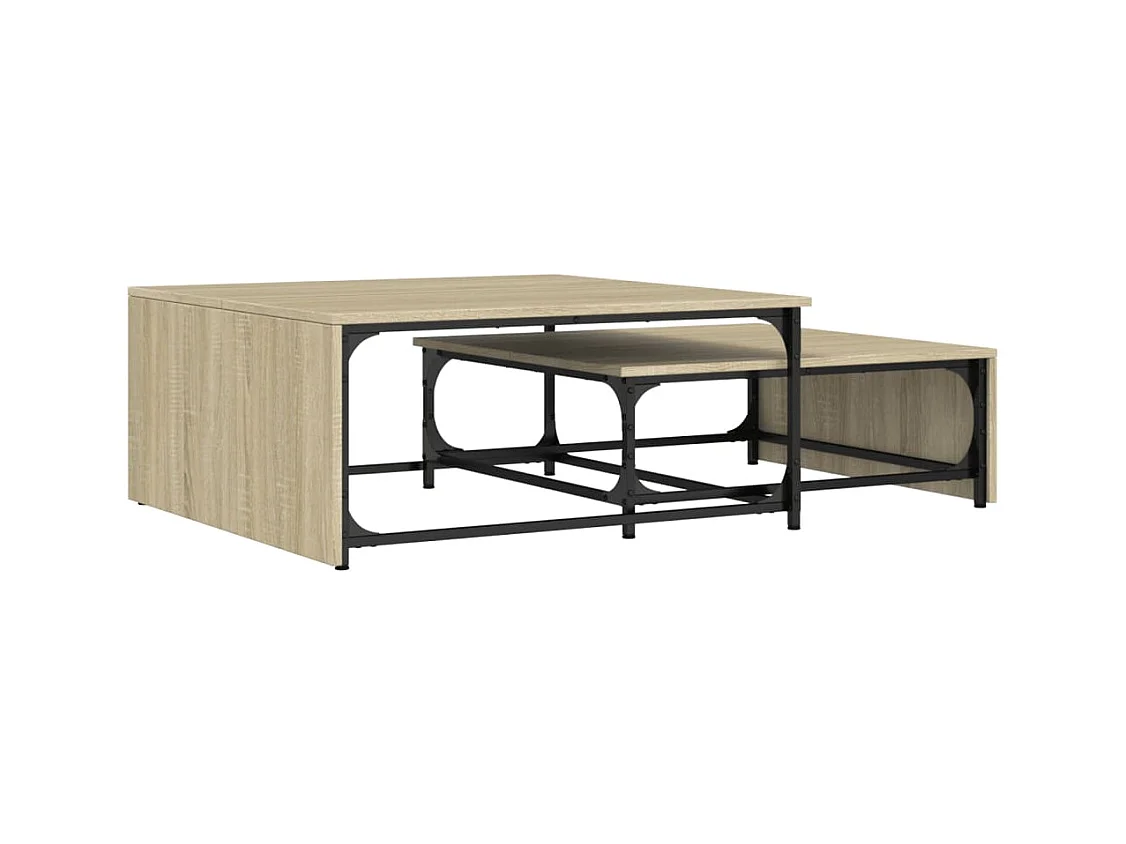 Tables basses gigognes de salon 2 pcs chêne sonoma bois ingénierie métal SHL79557