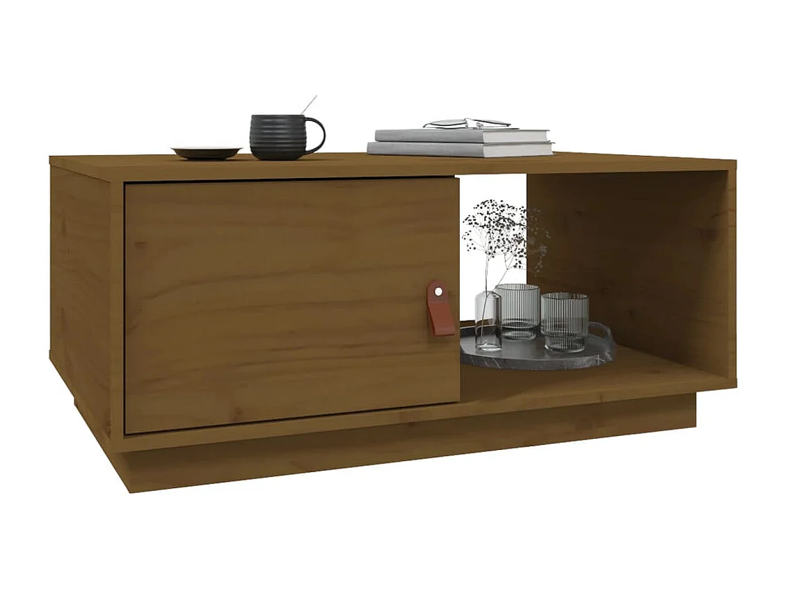 Table basse salon-Table d'appoint Marron miel 80x50x35,5 cm Bois massif de pin SHL72717