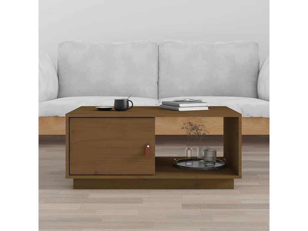Table basse salon-Table d'appoint Marron miel 80x50x35,5 cm Bois massif de pin SHL72717
