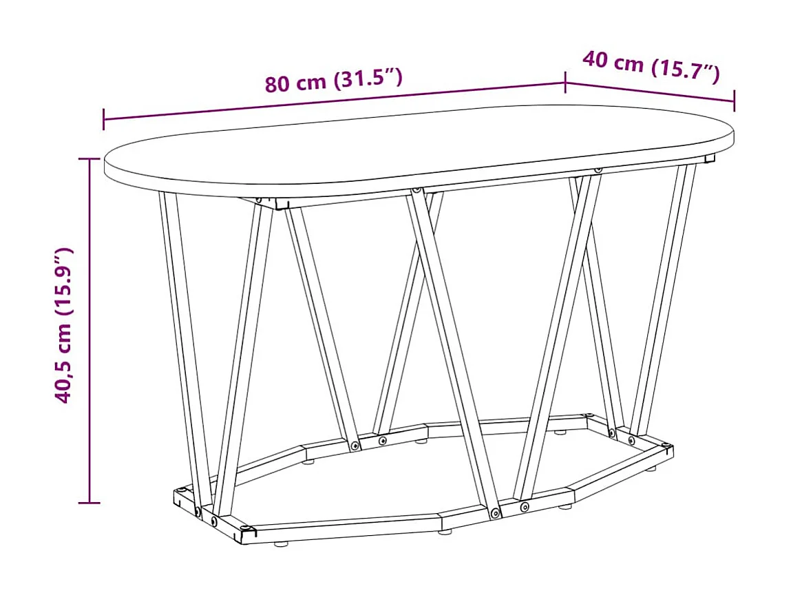Mesa de centro | Mesa de apoio Cinzeto 80x40x40.5 cm