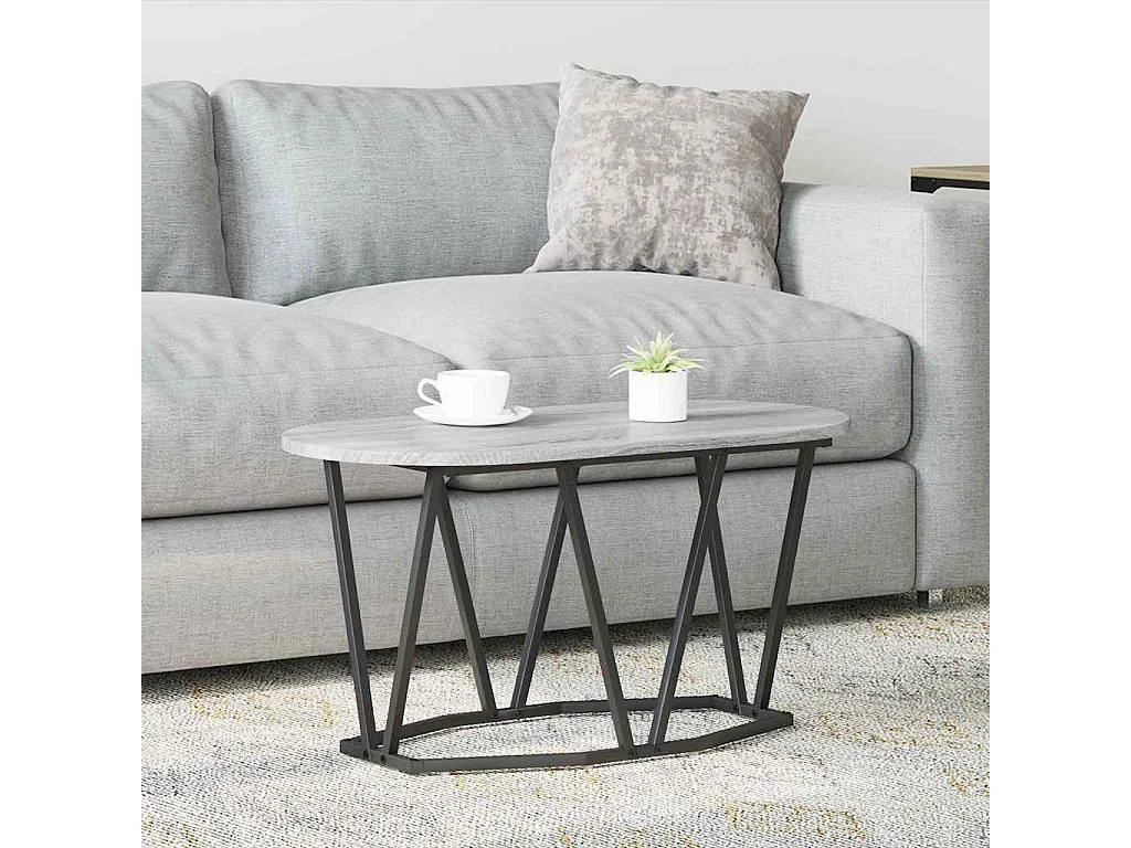 Couchtisch-Wohnzimmertisch-Beistelltische Grau 80x40x40.5 cm Sperrholz und Metall SHL18829