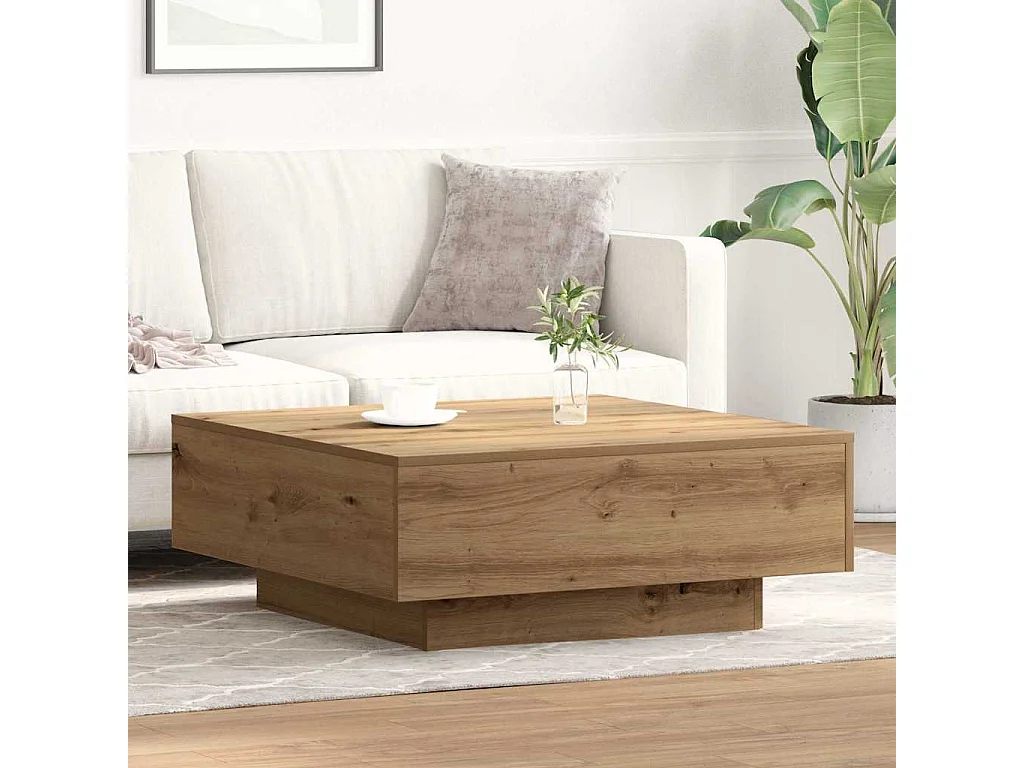 Mesa de centro | Mesa de apoio carvalho artisiano 80x80x31 cm