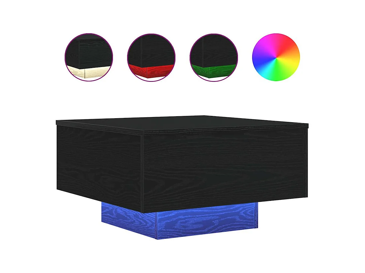 Table basse salon-Table d'appoint avec lumières LED Chêne noir 55x55x31 cm SHL32019
