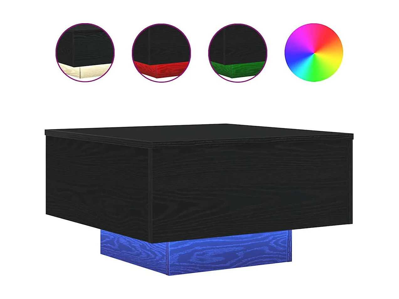 Table basse salon-Table d'appoint avec lumières LED Chêne noir 55x55x31 cm SHL32019