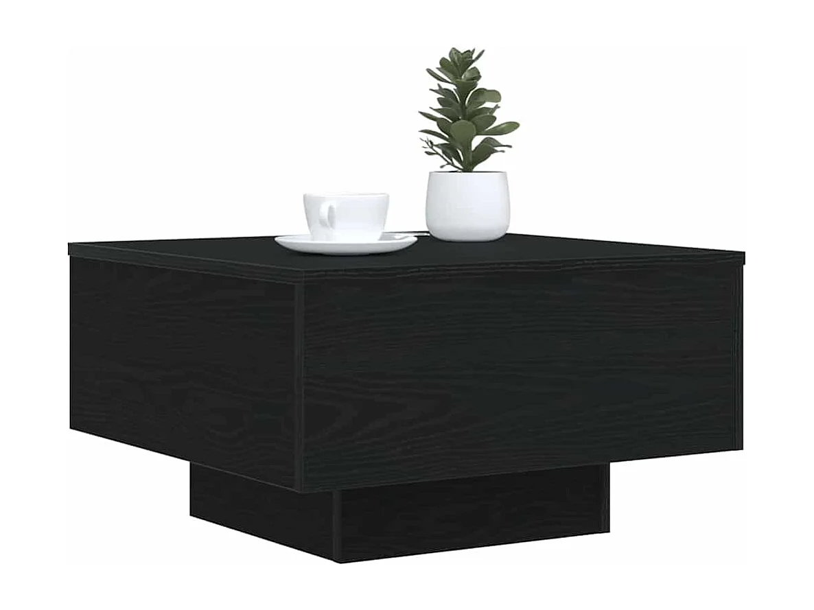 Table basse salon-Table d'appoint avec lumières LED Chêne noir 55x55x31 cm SHL32019