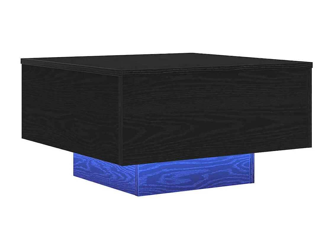 Table basse salon-Table d'appoint avec lumières LED Chêne noir 55x55x31 cm SHL32019