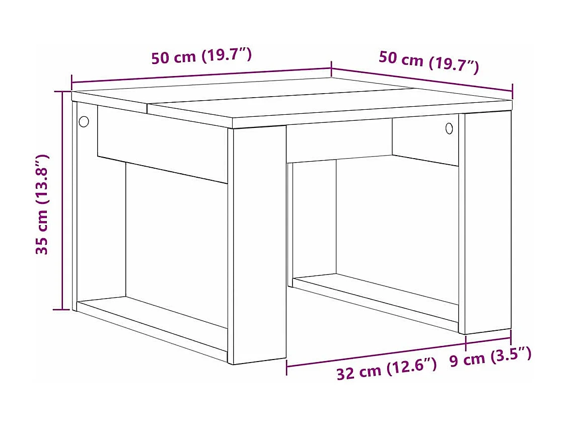 Couchtisch-Wohnzimmertisch-Beistelltische Schwarz Eichen-Optik 50x50x35 cm Holzwerkstoff SHL69634