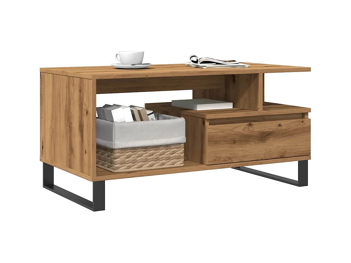 Mesa de centro-Mesa auxiliar-Mesita de centro de madera contrachapada gris 103,5x60x35cm SHL3157