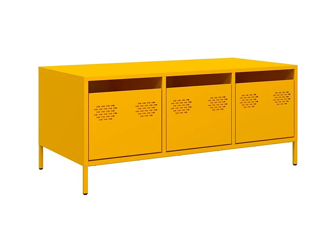 Mesa de centro | Mesa de apoio 101.5x50x43.5 cm aço laminado frio amarelo mostarda