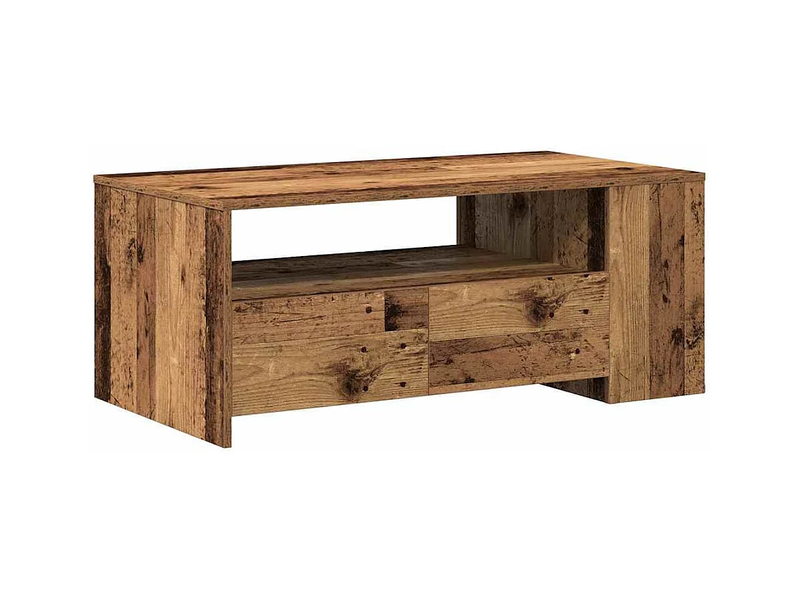 Table basse salon-Table d'appoint en bois ancien 102x55x43,5 cm en bois reconstitué SHL35177