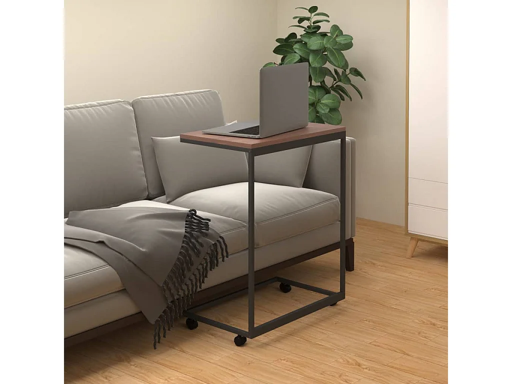 Couchtisch-Beistelltische-Sofatisch mit Rollen Schwarz 55x35x70 cm Holzwerkstoff SHL31568