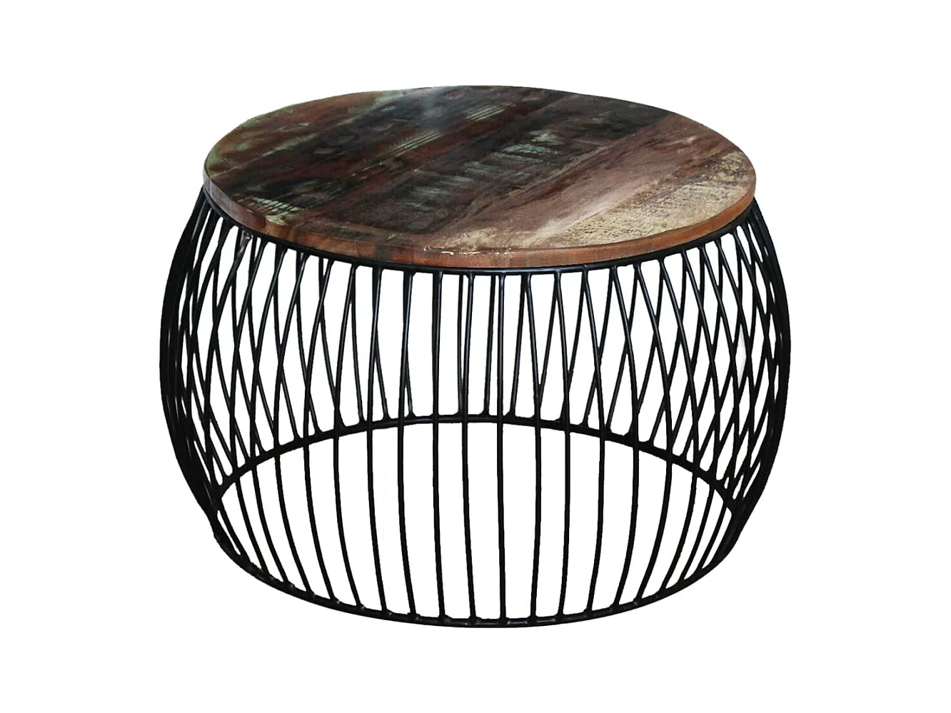 Table basse salon-Table d'appoint ronde 68x37 cm Bois de récupération massif SHL37396