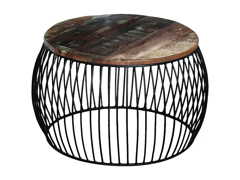 Mesa de centro | Mesa de apoio redonda 68x37 cm madeira reciclada maciça