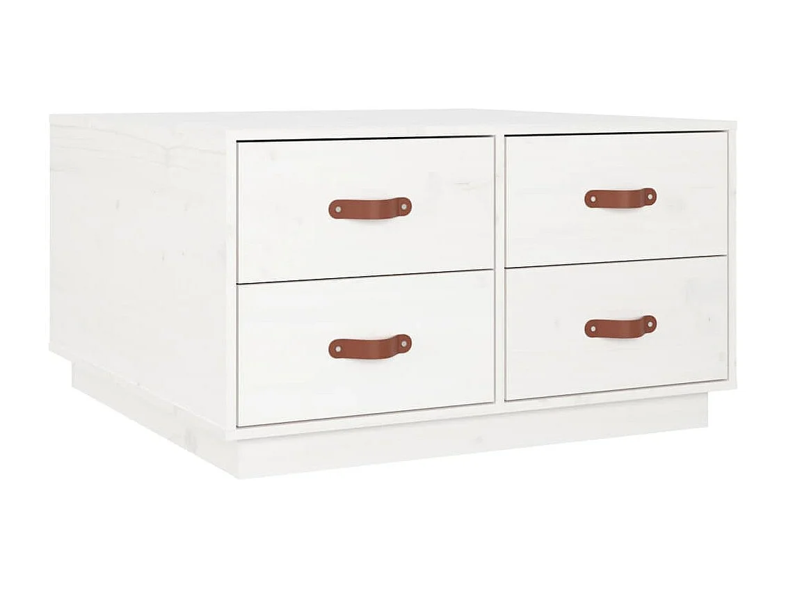 Couchtisch-Wohnzimmertisch-Beistelltische Weiß 80x80x45 cm Massivholz Kiefer SHL82325