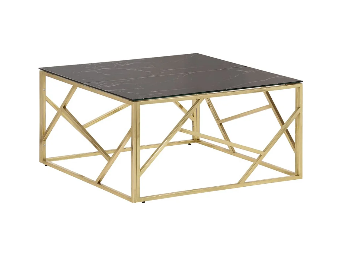 Table basse salon-Table d'appoint doré acier inoxydable et verre trempé SHL62903