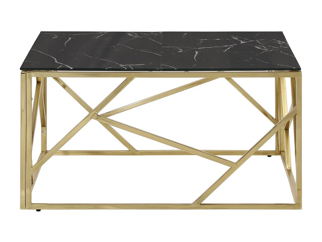 Table basse salon-Table d'appoint doré acier inoxydable et verre trempé SHL62903