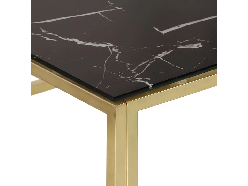 Table basse salon-Table d'appoint doré acier inoxydable et verre trempé SHL62903