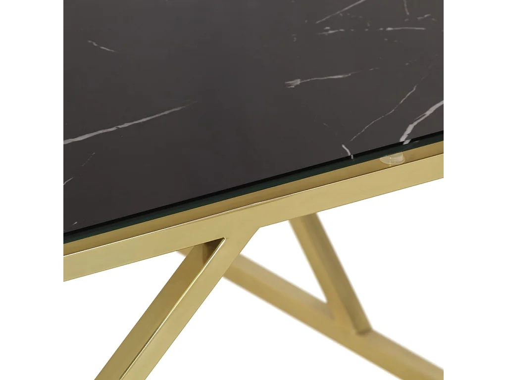 Table basse salon-Table d'appoint doré acier inoxydable et verre trempé SHL62903