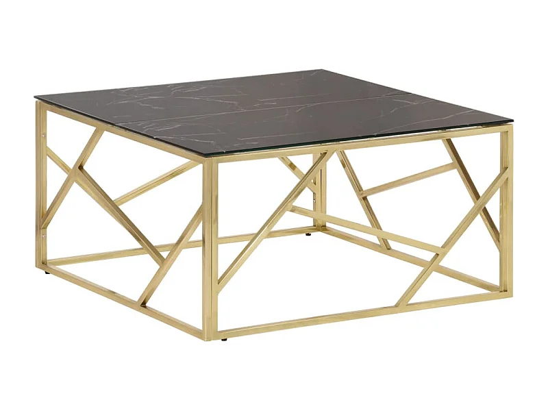 Salontafel | Woonkamertafel | Bijzettafel roestvrijstaal en gehard glas goudkleurig