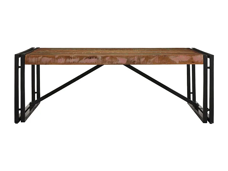 Table basse salon-Table d'appoint multicolore 100x100x35 cm bois récupération massif SHL69267