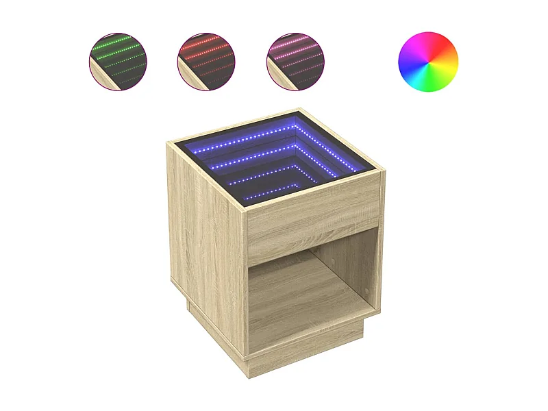 Table basse salon-Table d'appoint avec LED infini chêne sonoma 40x40x50 cm SHL49733
