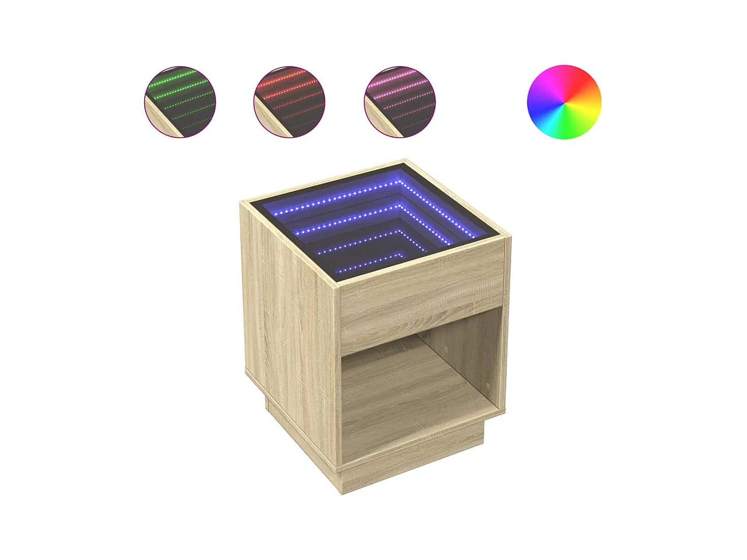 Table basse salon-Table d'appoint avec LED infini chêne sonoma 40x40x50 cm SHL49733