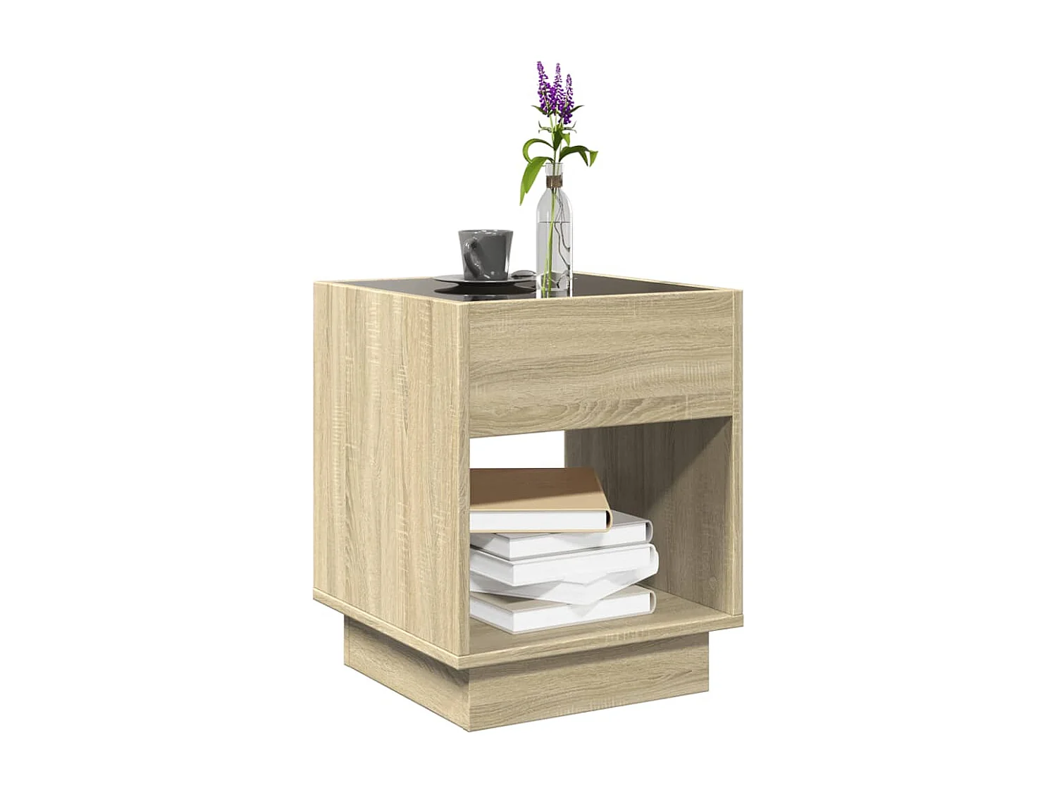 Table basse salon-Table d'appoint avec LED infini chêne sonoma 40x40x50 cm SHL49733