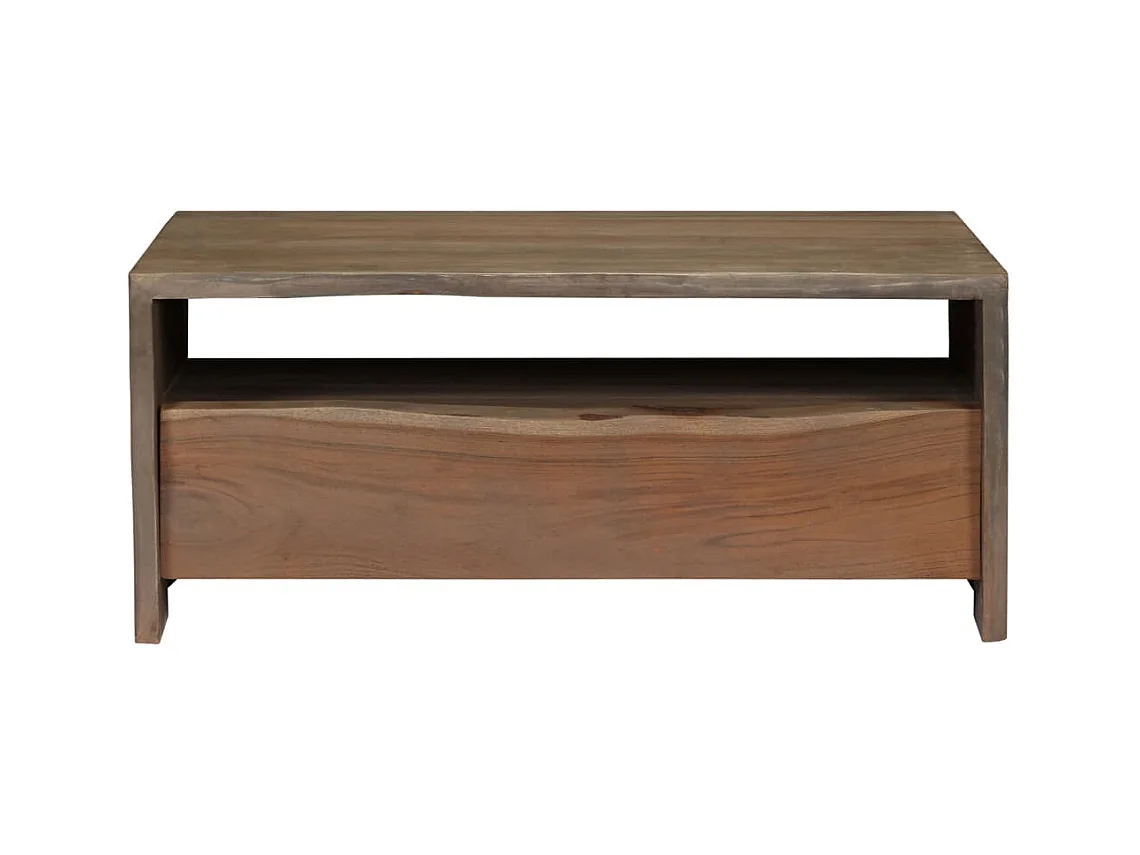 Table basse salon-Table d'appoint Acacia massif Bord assorti 90x50x40 cm Gris SHL48320