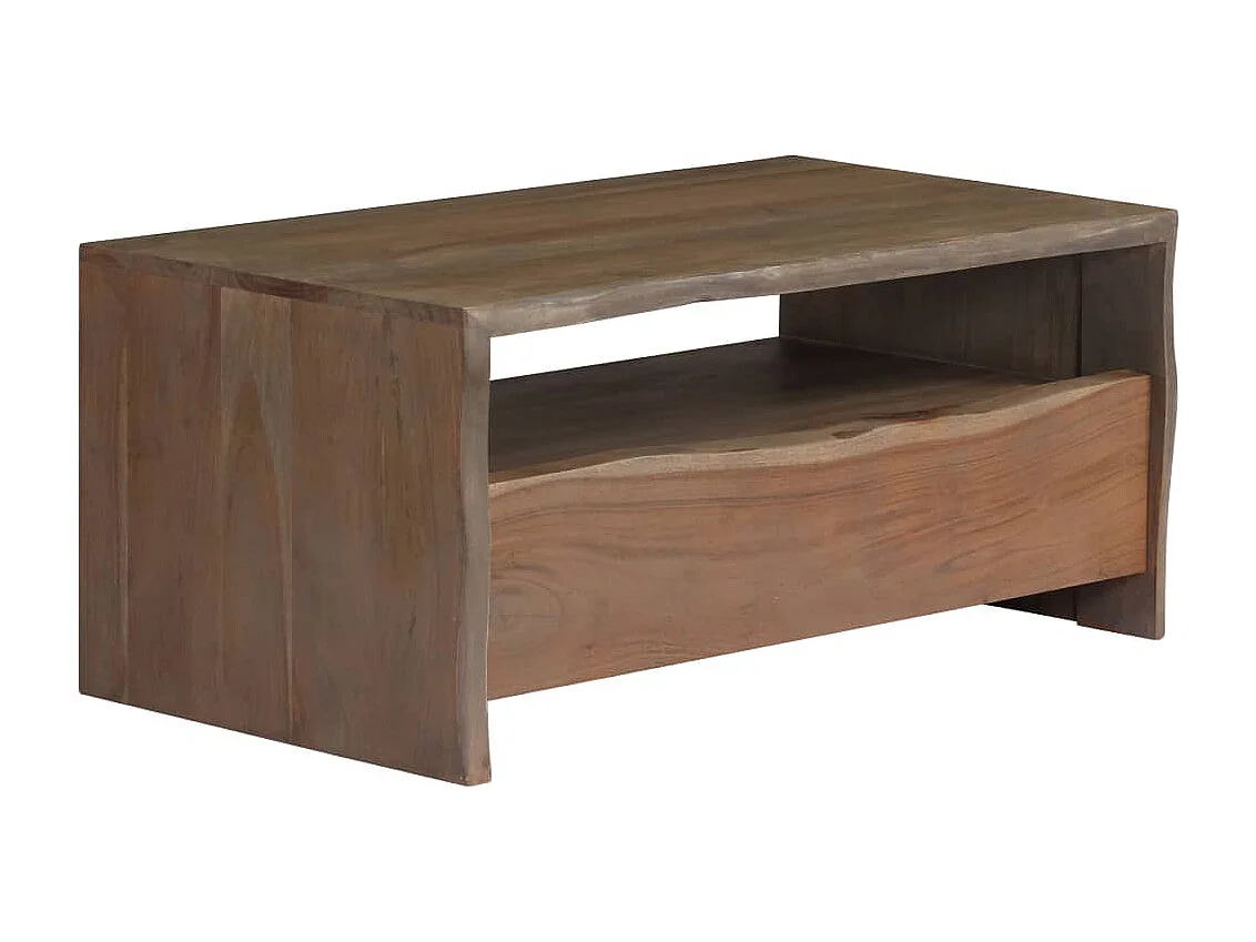 Couchtisch-Beistelltisch-Sofatisch Massivholz Akazie Naturkanten 90x50x40 cm Grau SHL14664