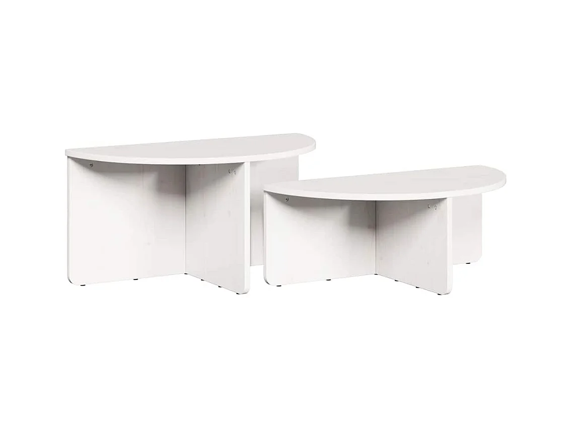 Tables basses salon-Tables d'appoint 2 pièces Blanc 79x39.5x40 cm Bois de pin massif SHL24298