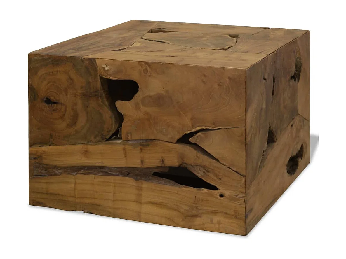 Tavolino da Caffè in Autentico Legno di Teak 50x50x35cm Marrone SHL3979