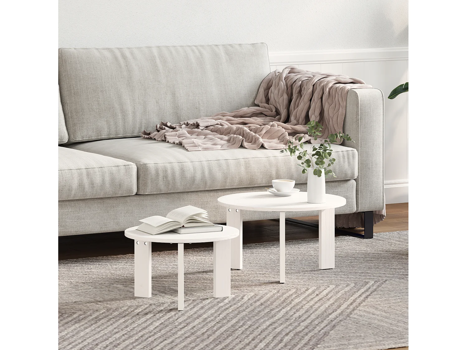 Ensemble de tables basses 2 pcs Blanc 47,5x47,5x27 cm SHL4108