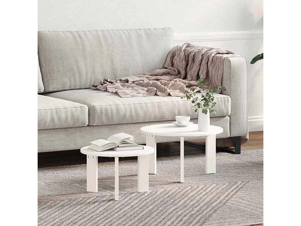 Ensemble de tables basses 2 pcs Blanc 47,5x47,5x27 cm SHL4108