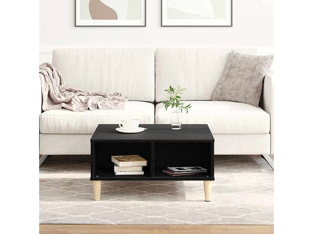 Table basse salon-Table d'appoint chêne noir 60x60x30 cm bois aggloméré SHL42544