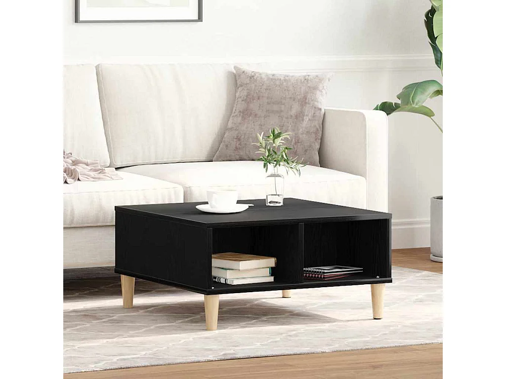 Table basse salon-Table d'appoint chêne noir 60x60x30 cm bois aggloméré SHL42544